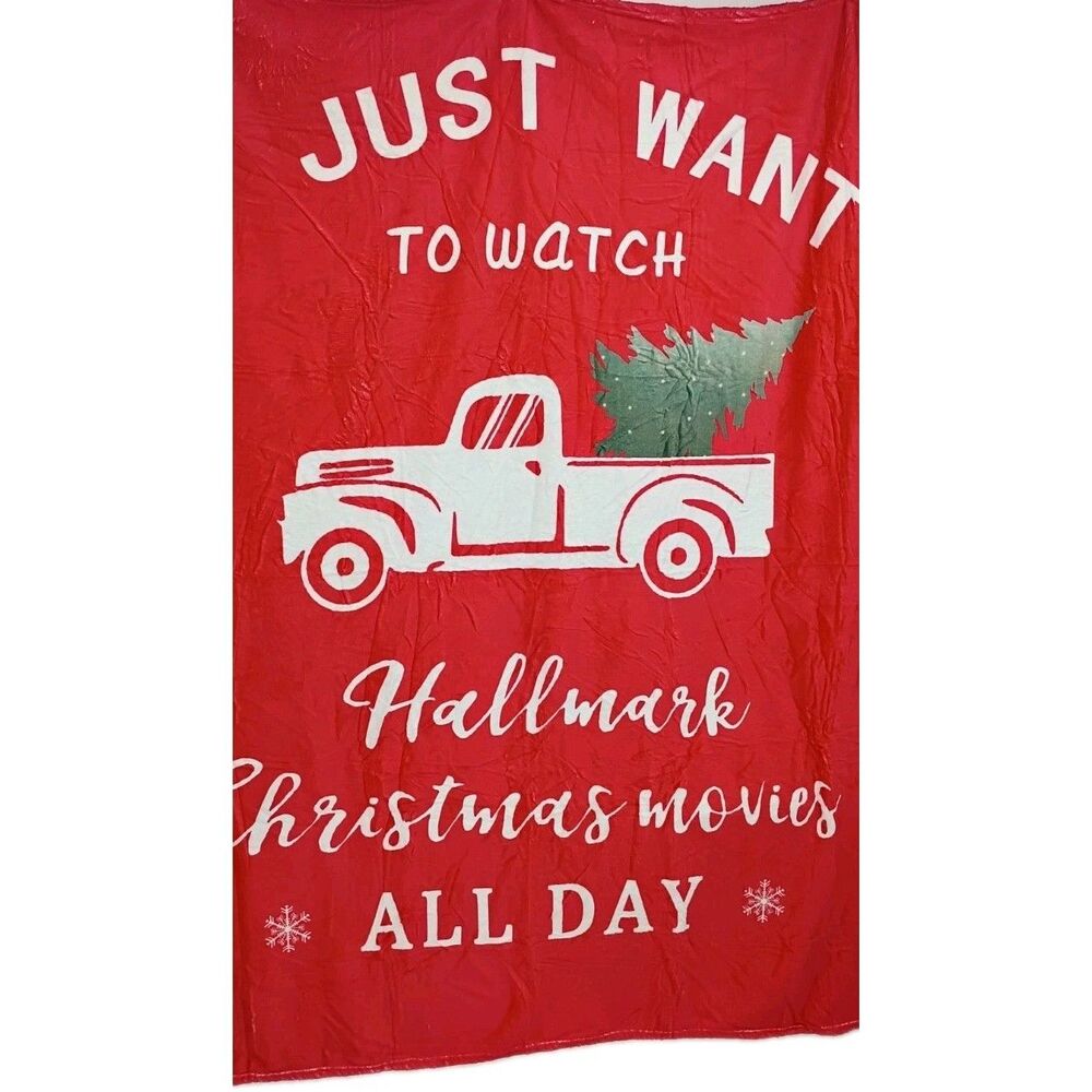 Vintage Cars Tree Christmas Hallmark Print Cozy Blanket Decor Gifts 59.4x51" New